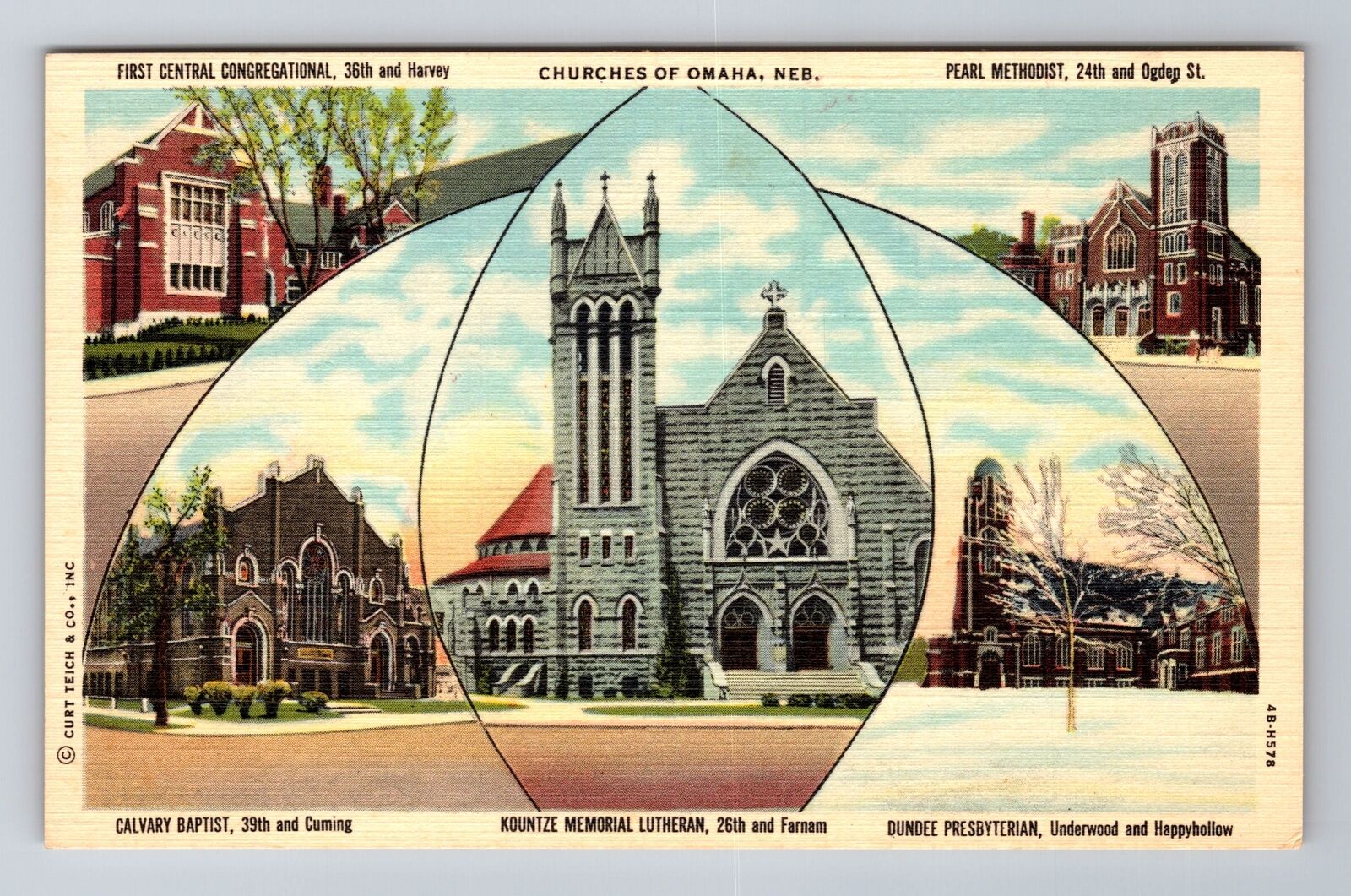 Omaha NE-Nebraska, Churches In Omaha, Religion, Antique, Vintage Postcard