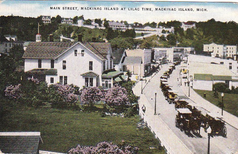  Postcard Main Street Mackinac Island Lilac Time MI