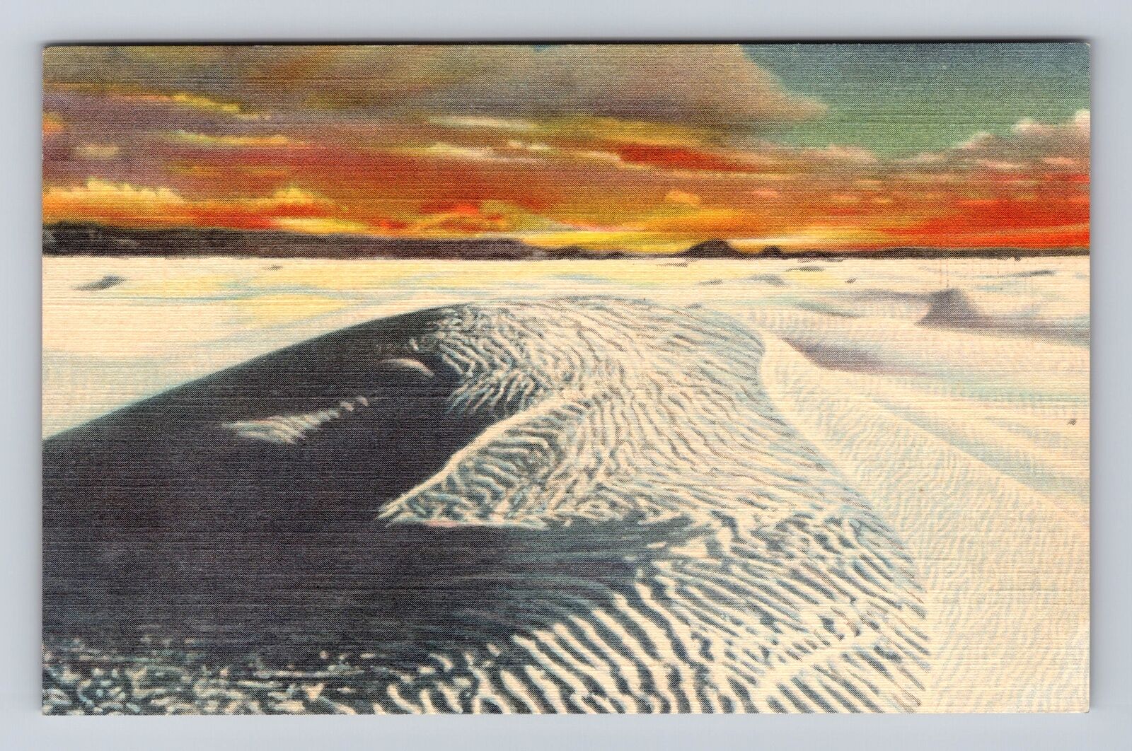 Alamogordo NM-New Mexico, Great White Sands At Sunset, Vintage Souvenir Postcard