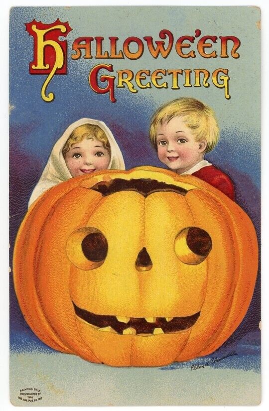 Halloween Signed Clapsaddle Children with Large JOL