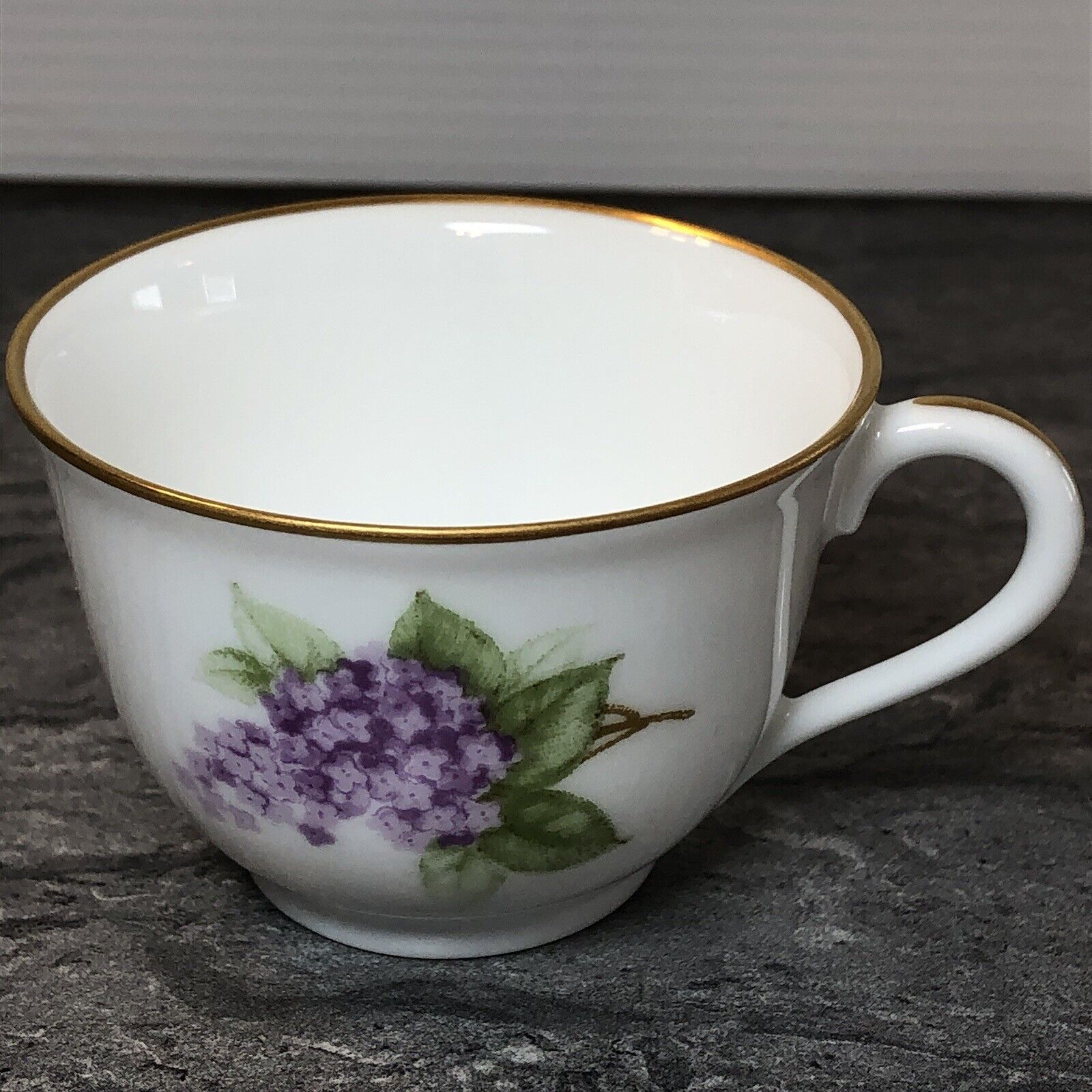 Vintage OKURA Porcelain Tea Cup Japan The Danbury Mint Gold Trim LILAC Demitasse