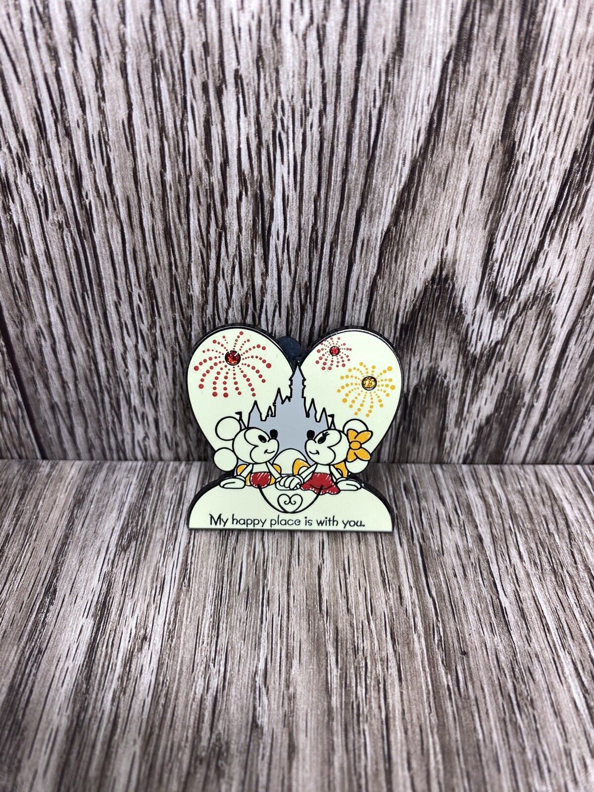 Disney Parks Mickey & Minnie Mouse My Happy Place Is With You Pin 2017
