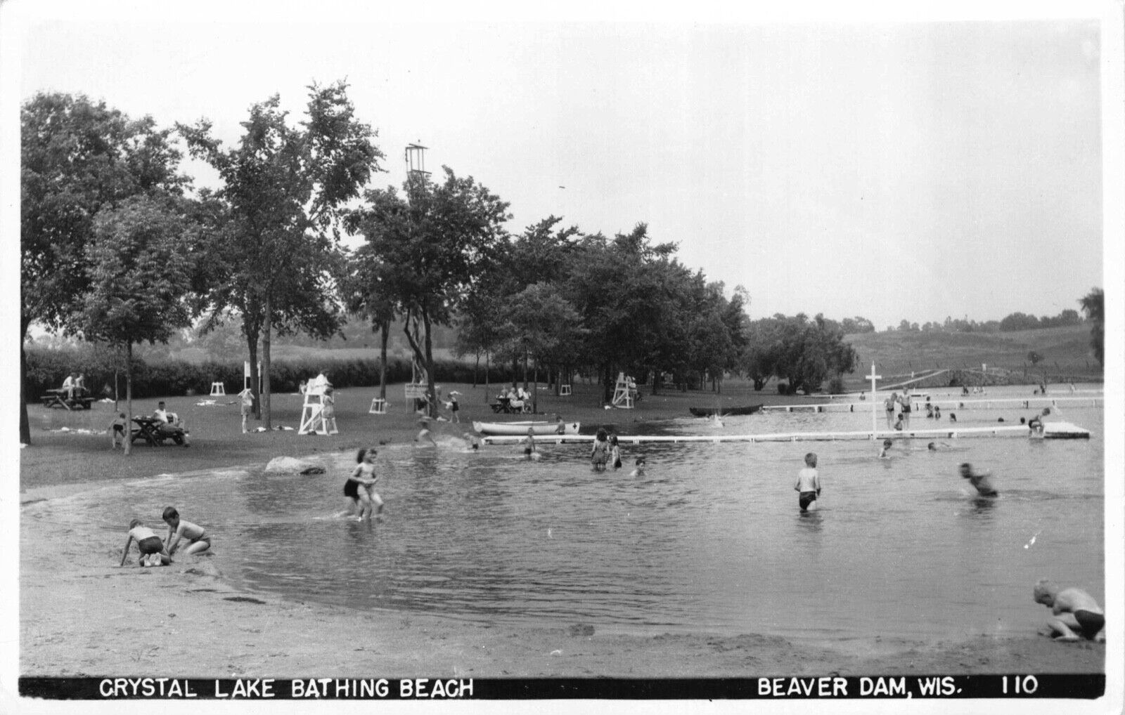 Two Real Photo Postcards Crystal Lake Bathing Beach Beaver Dam Wisconsin~121834