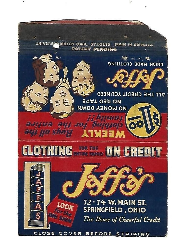 Jaffa\'s Clothing - Springfield, Ohio  Matchcover  Royal Flash