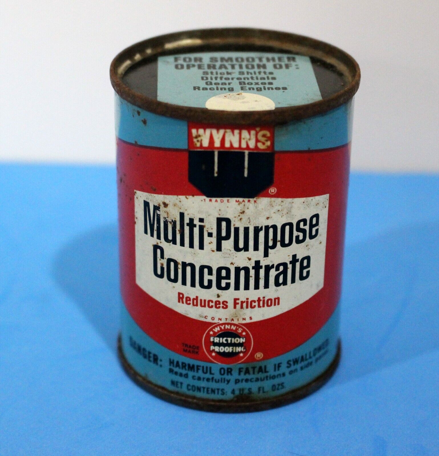 VINTAGE WYNN\'S MULTI-PURPOSE CONCENTRATE METAL CAN FULL GAS/OIL