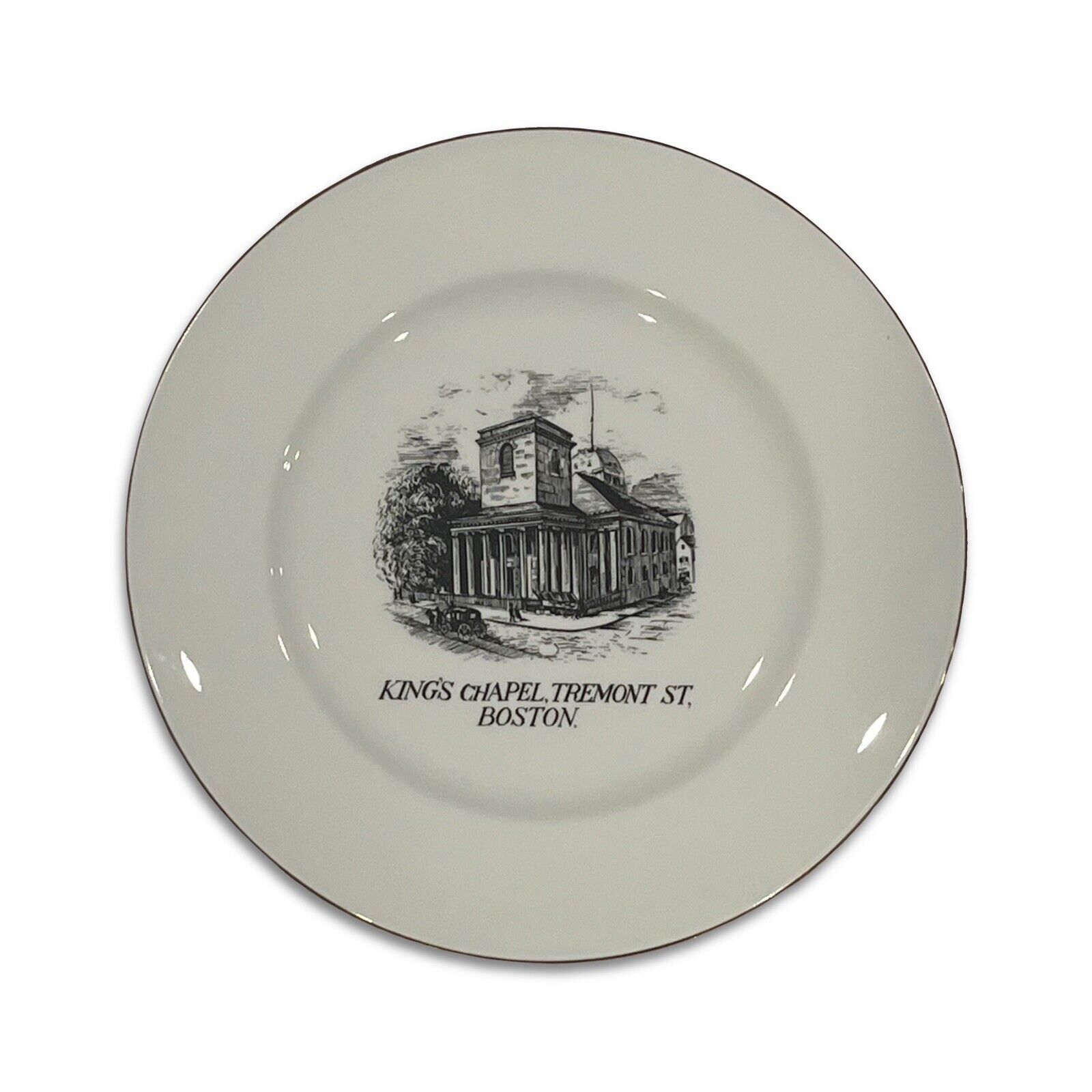 Crown Staffordshire England Fine Bone China Boston King’s Chapel 8.5” Plate