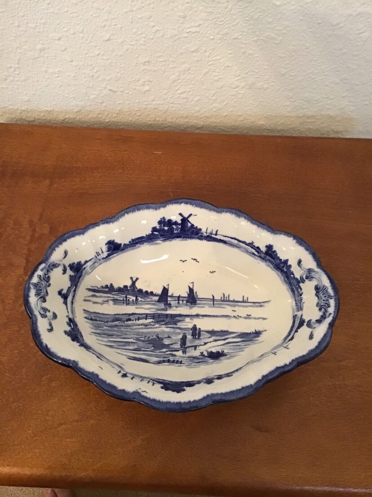 Antique Blue & White Serving Dish Doulton Burslem Norfolk Rd # 251612 1886-1902