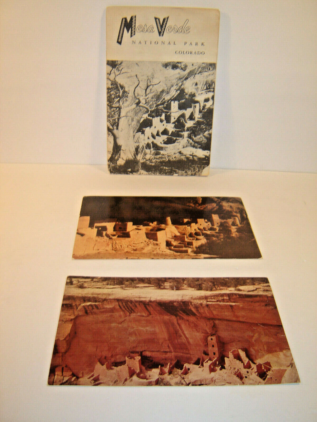 1956 Mesa Verde National Park Colorado Booklet & 2 Large Post Cards CLIFF PALACE
