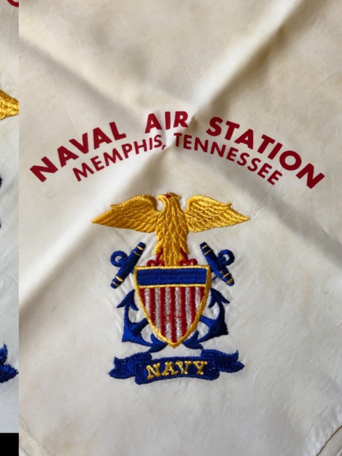 1940-50’ U S Naval Air Station Memphis, Tennessee.Souvenir Scarf w/Embroidery 