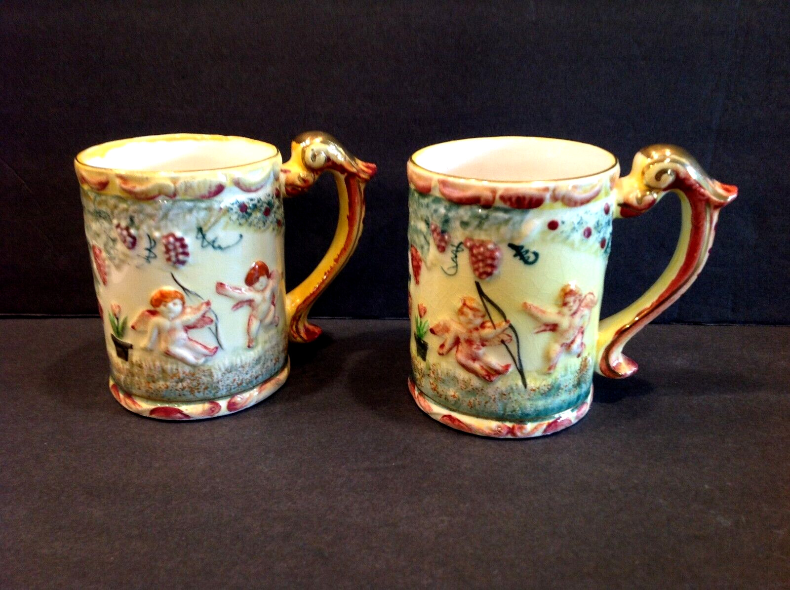 Vintage Cherub Mugs-Set of 2 READ Condition