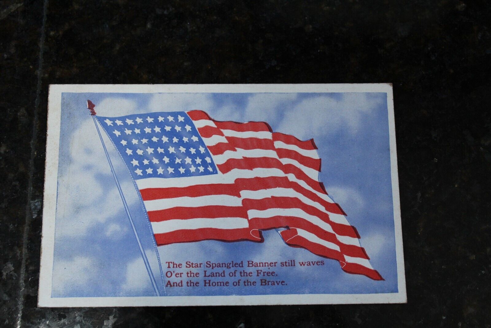 Vintage Postcard American Flag With 48 Stars Unposted