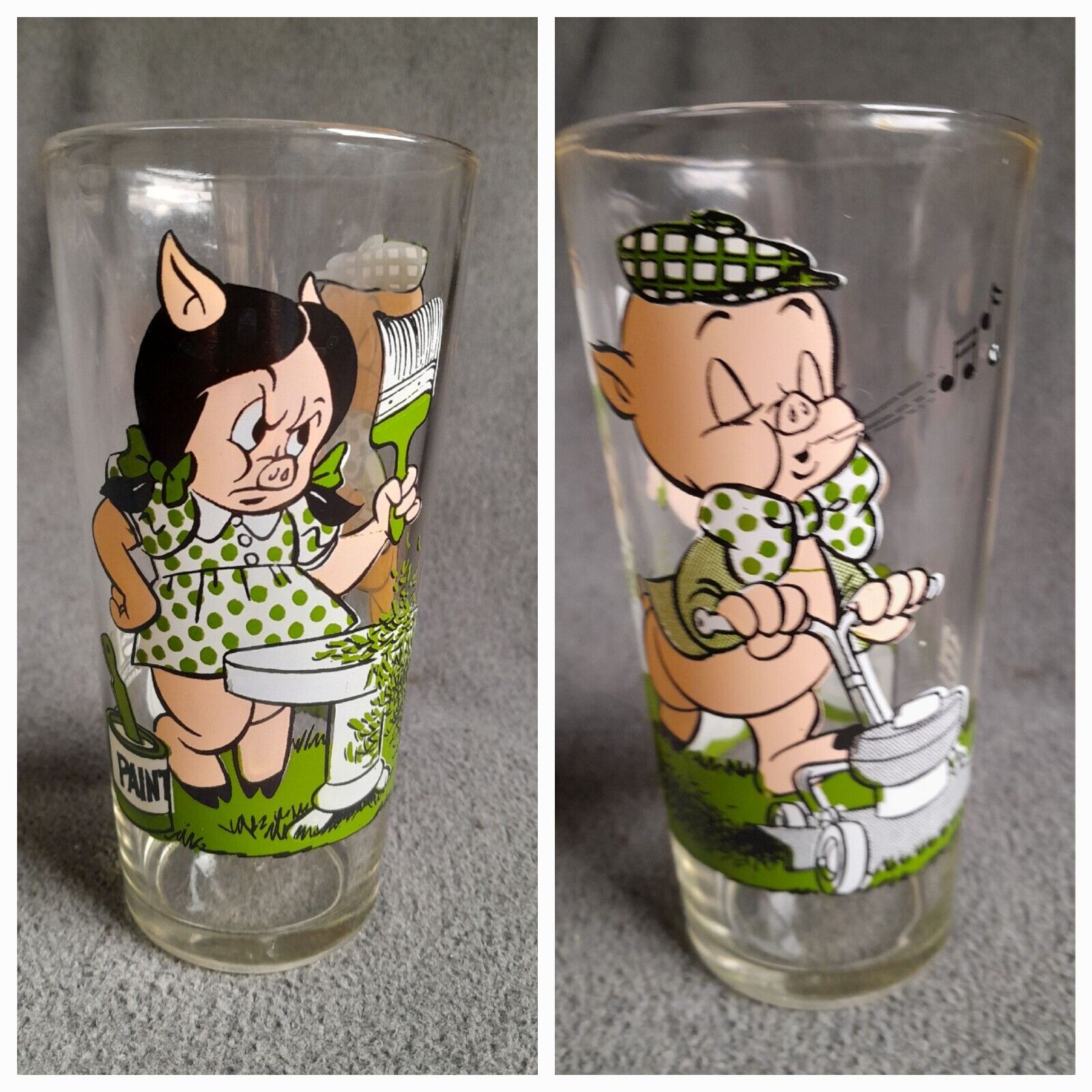 Vintage 1976 Looney Tunes Porky Pig Petunia Paint Collector Series PEPSI Glass