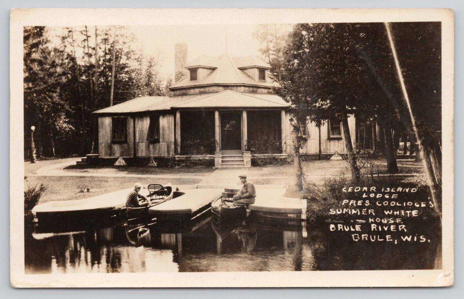 Cedar Island Lodge Coolidge Summer White House Brule Wisconsin RPPC Postcard