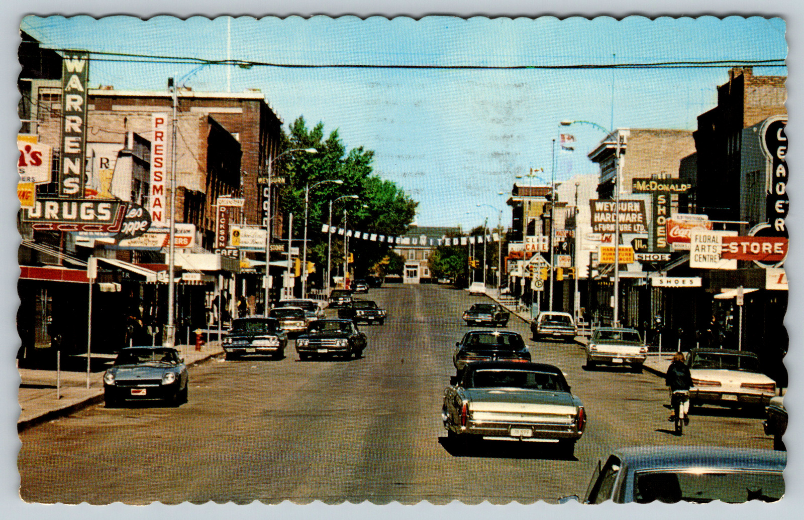 c1960s City of Weyburn Saskatchewan Canada Street View Vintage Postcard