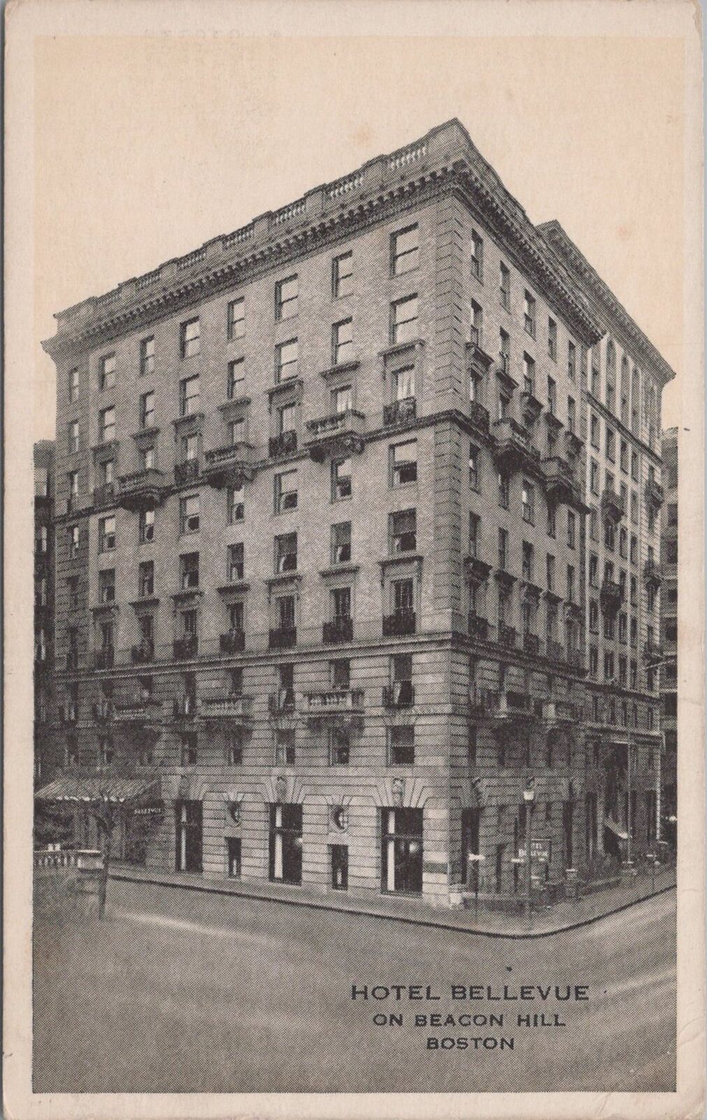 Hotel Bellevue Beacon Hill Boston 1941 Postcard
