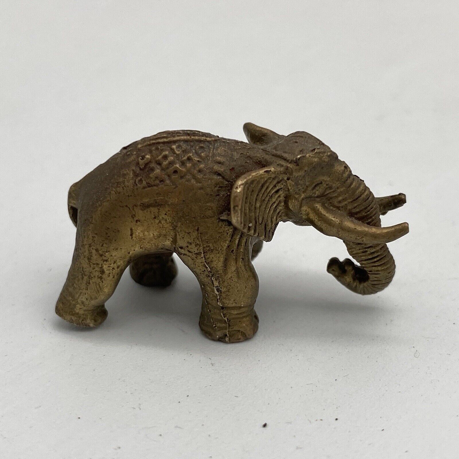 Small Miniature Brass Elephant DETAILED