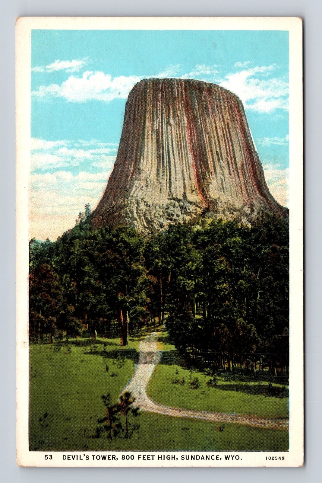 Sundance WY-Wyoming, Devil's Tower, Antique, Vintage Souvenir Postcard