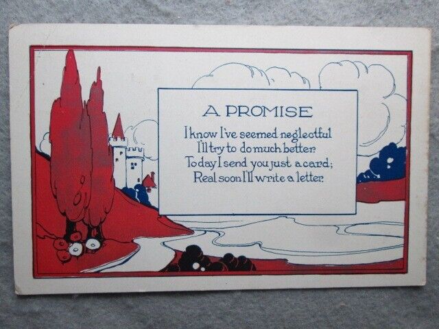 Antique A Promise, I Know I\'ve Seemed Neglectful Postcard 1918