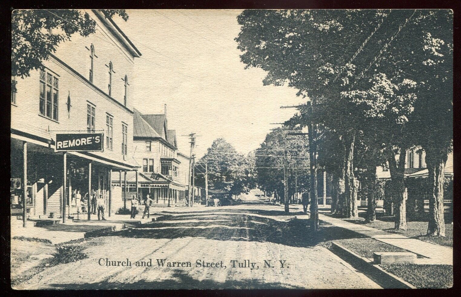 TULLY New York Postcard 1910s Church & Warren Street Stores by Wright