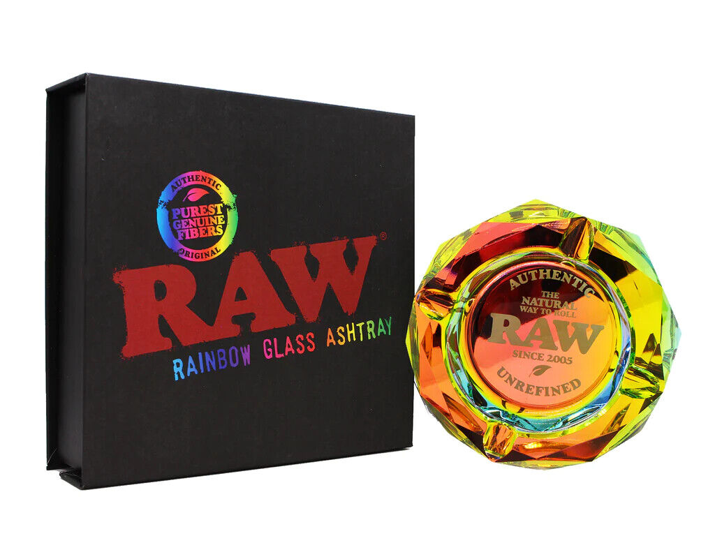 Raw rolling papers Rainbow Round Glass Ashtray Round Icy Purple Limited edition