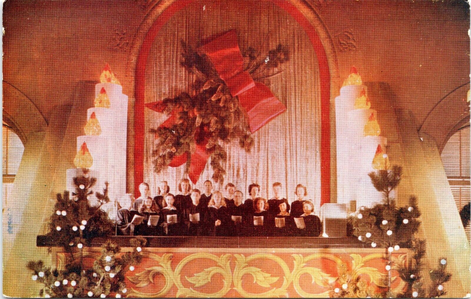 Christmas Choir at Central Bank, Oakland California - Chrome Postcard