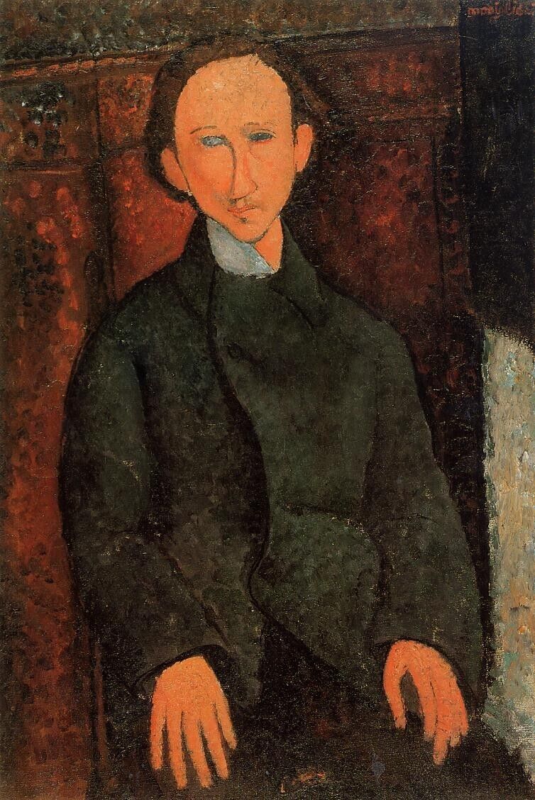 Oil painting Portrait-of-Pinchus-Kremenge-1916-Amedeo-Modigliani-Oil-Painting