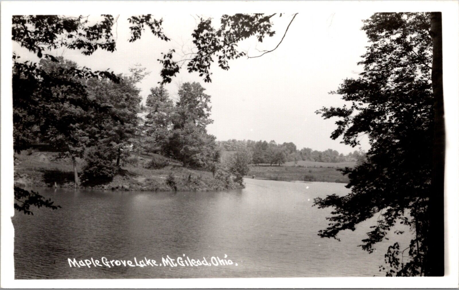 Real Photo Postcard Maple Grove Lake in Mount Gilead, Ohio