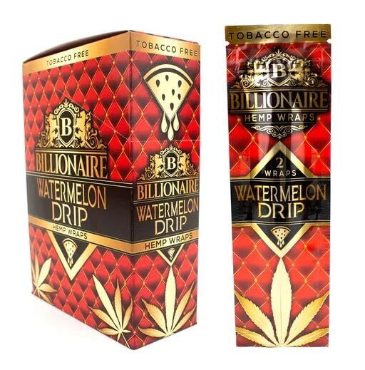 Billionaire H. Natural Wraps Rolling Papers Watermelon Drip Display of 50 Wraps