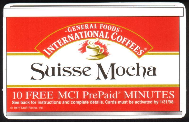 10m General Foods International Coffees Promo Suisse Mocha Paper USED Phone Card