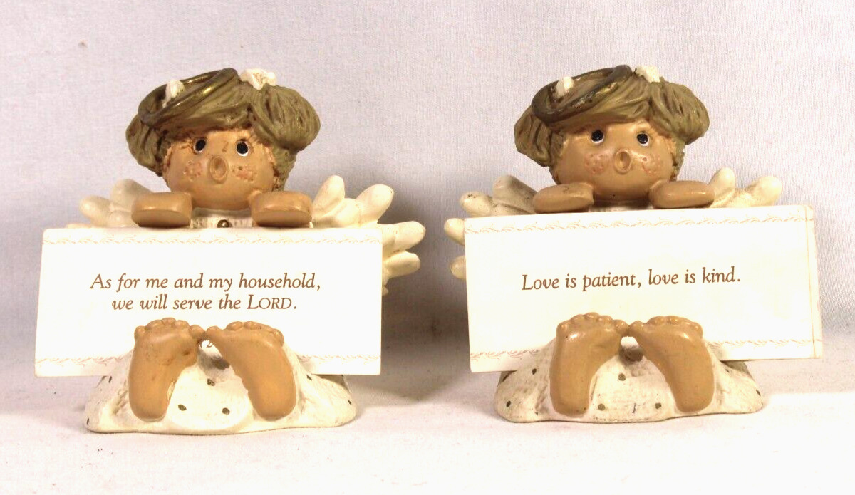 Two (2) Angel Figurine Zondervan Inspirio With Quote Proverb Cards 2.5\