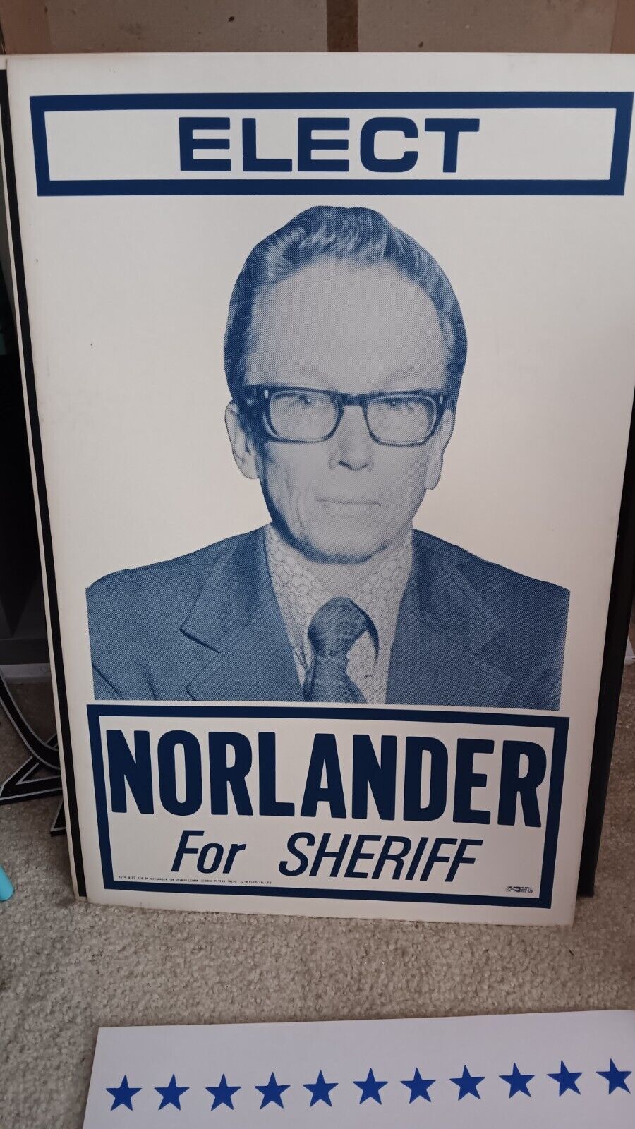 Wisconsin Norlander for SHERIFF  Democrat Large Sign ORIGINAL Vintage RARE