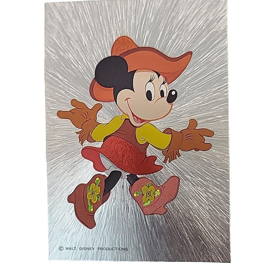 Vintage Postcard Disney Cowgirl Minnie Mouse Dufex Foil Metallic 501641