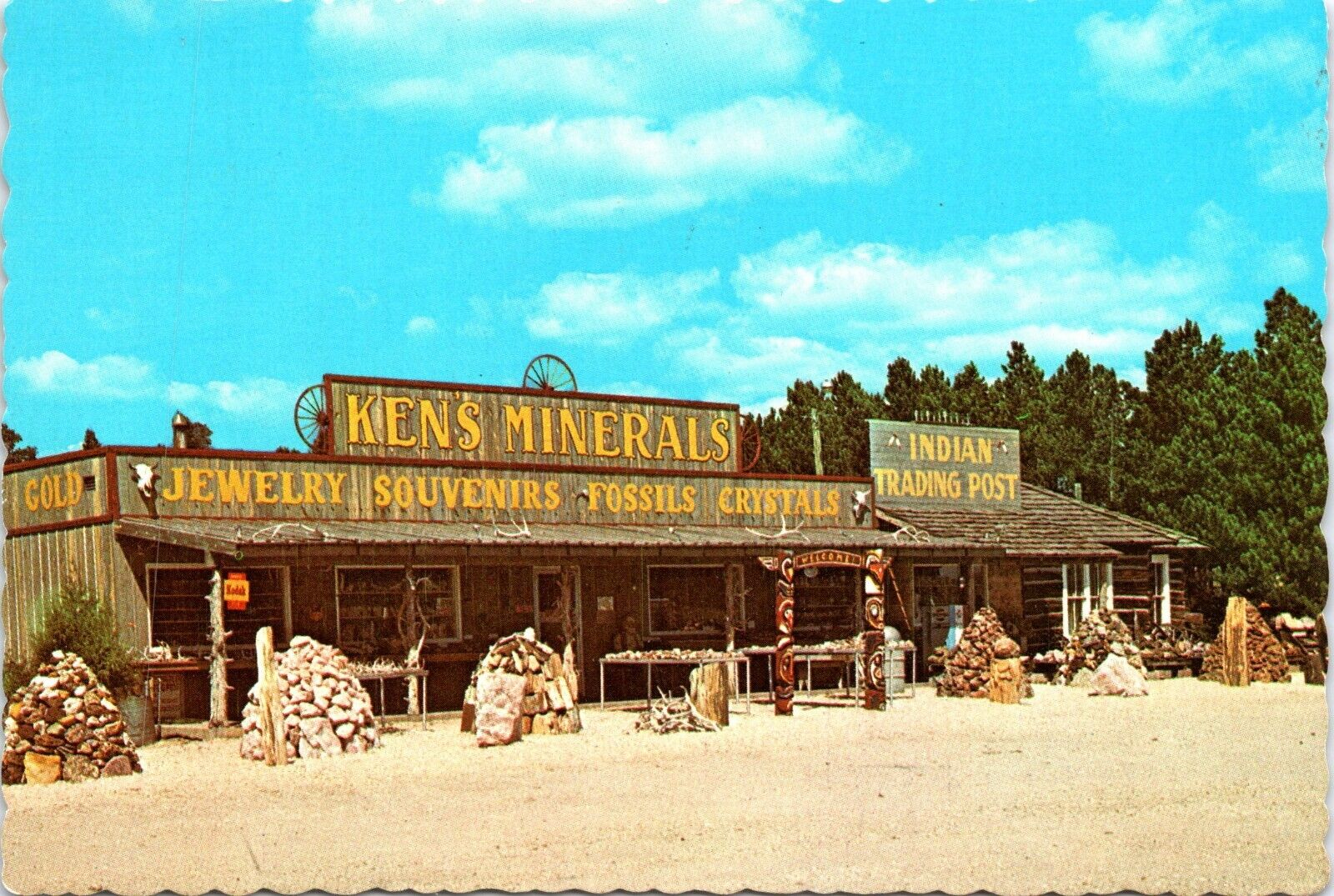 Ken\'s Minerals Indian Trading Post East Custer, South Dakota Postcard
