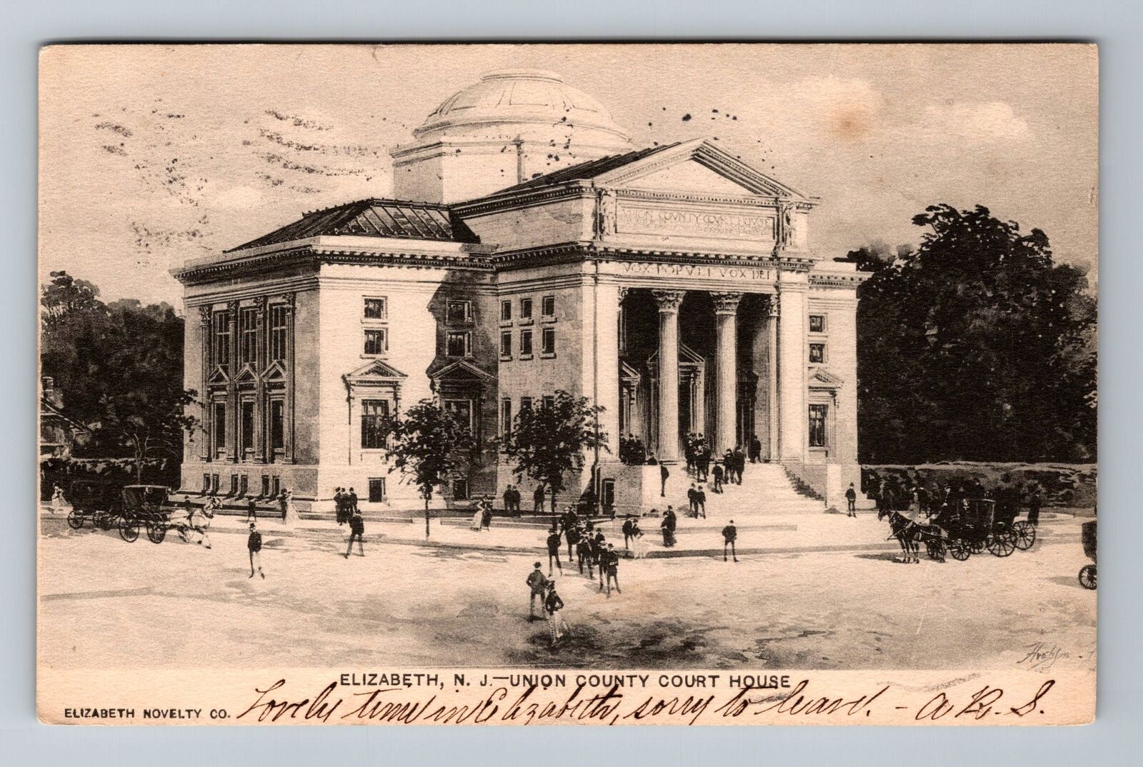 Elizabeth NJ-New Jersey, Union County Court House, c1905 Vintage Postcard
