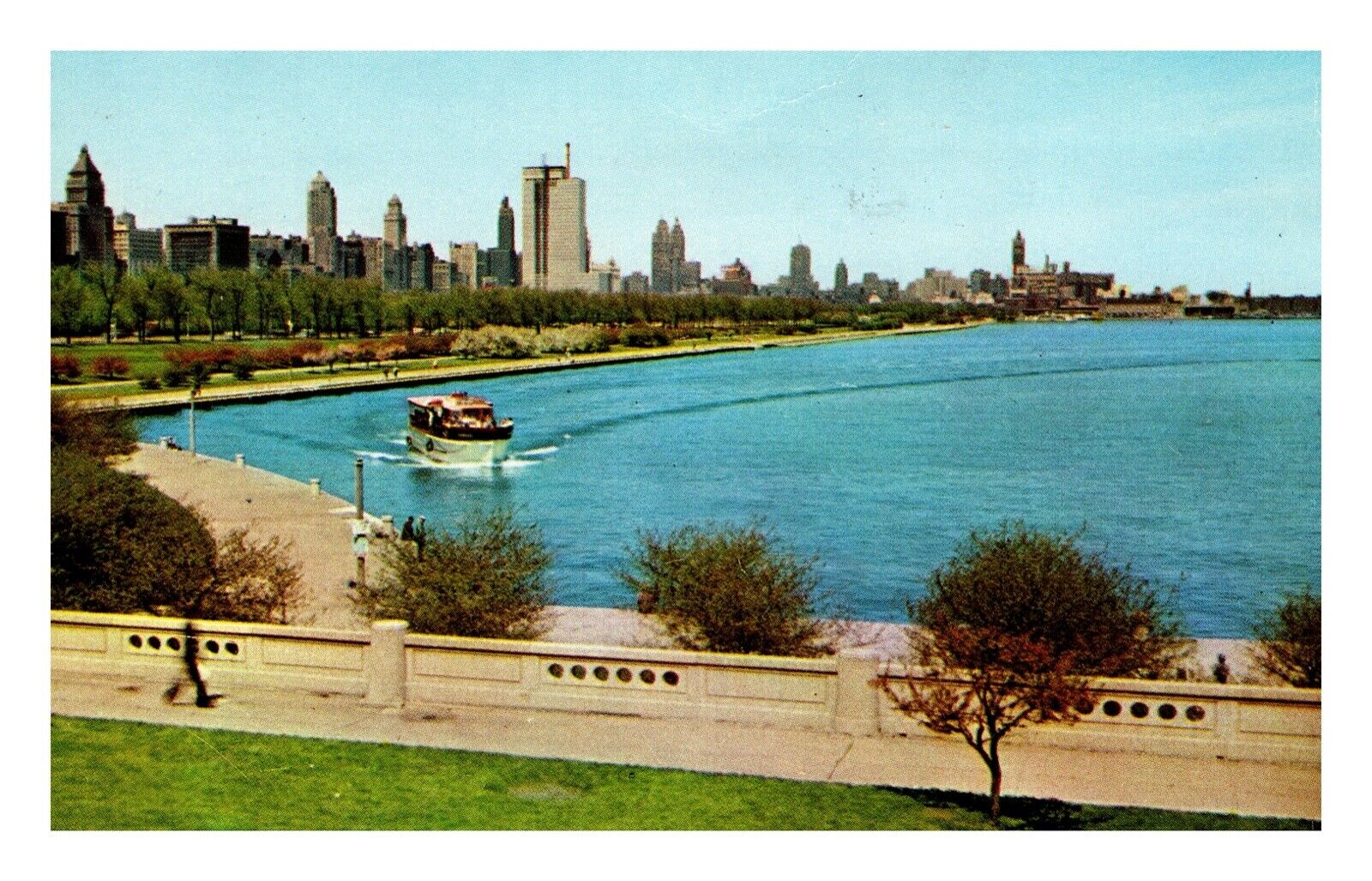 1957 Chicago\'s Michigan Avenue Skyline and Lakefront Illinois Vintage Postcard 