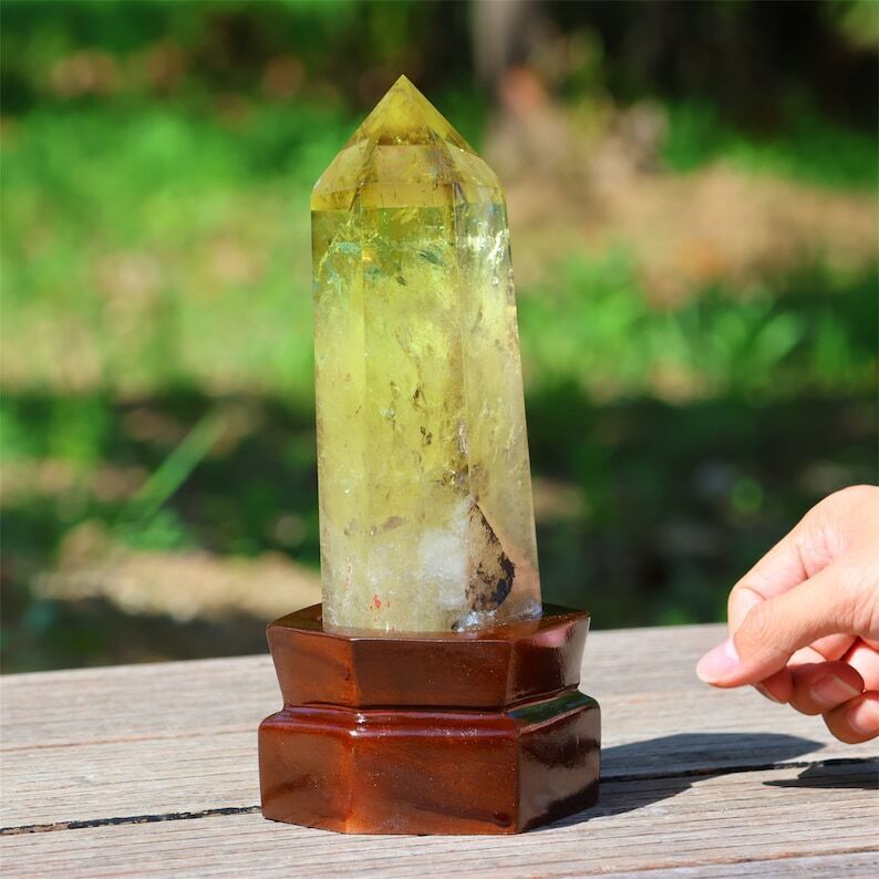 2.94LB Top Natural Citrine Obelisk Crystal Specimen Reiki Crystal Wand point