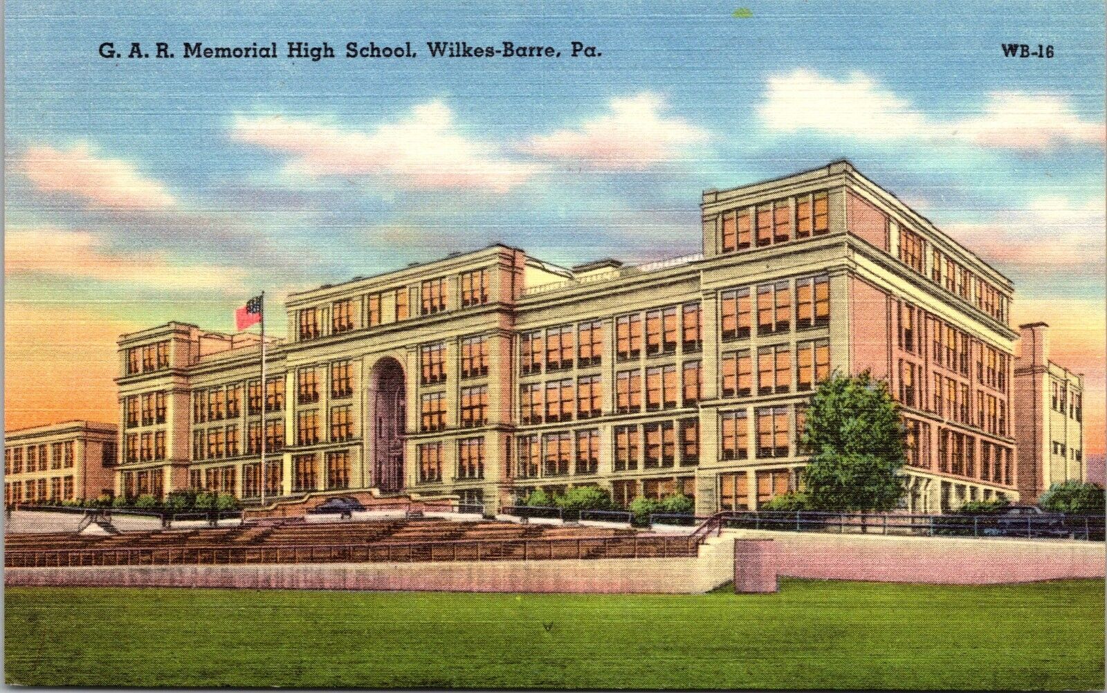 Wilkes Barre PA-Pennsylvania, GAR Memorial High School Vintage Postcard A1