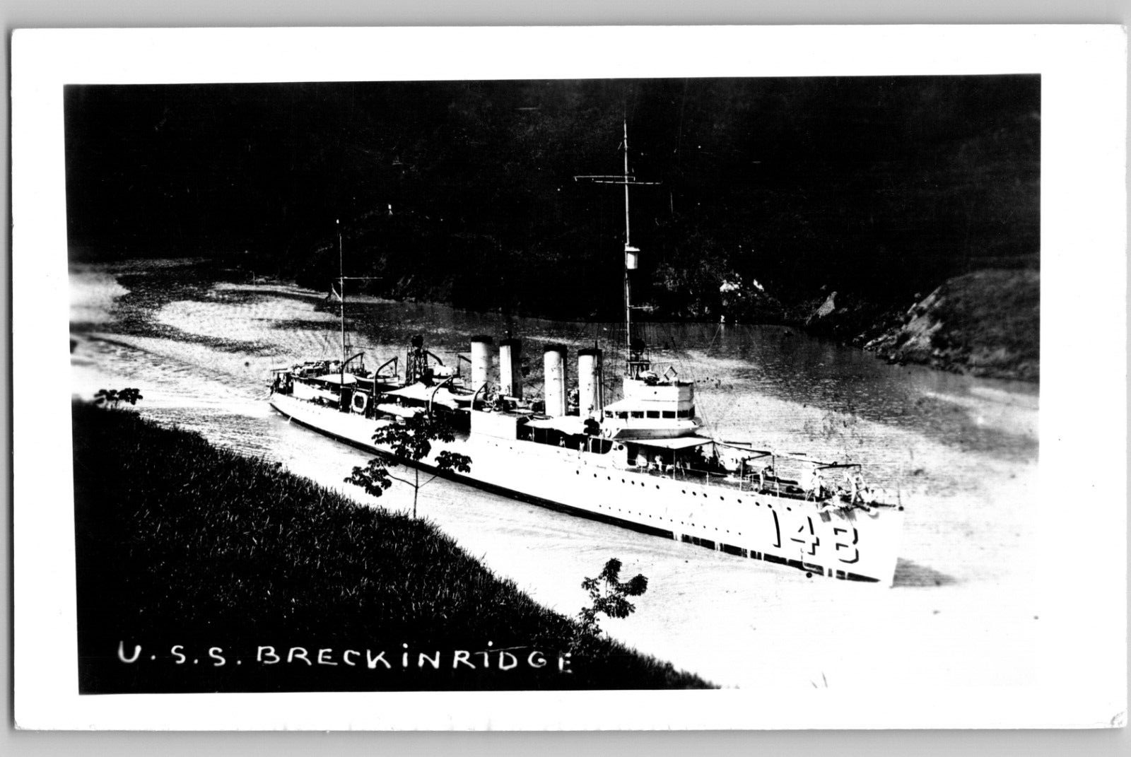 C1910 RPPC USS Breckinridge #148 B&W Defender Postcard