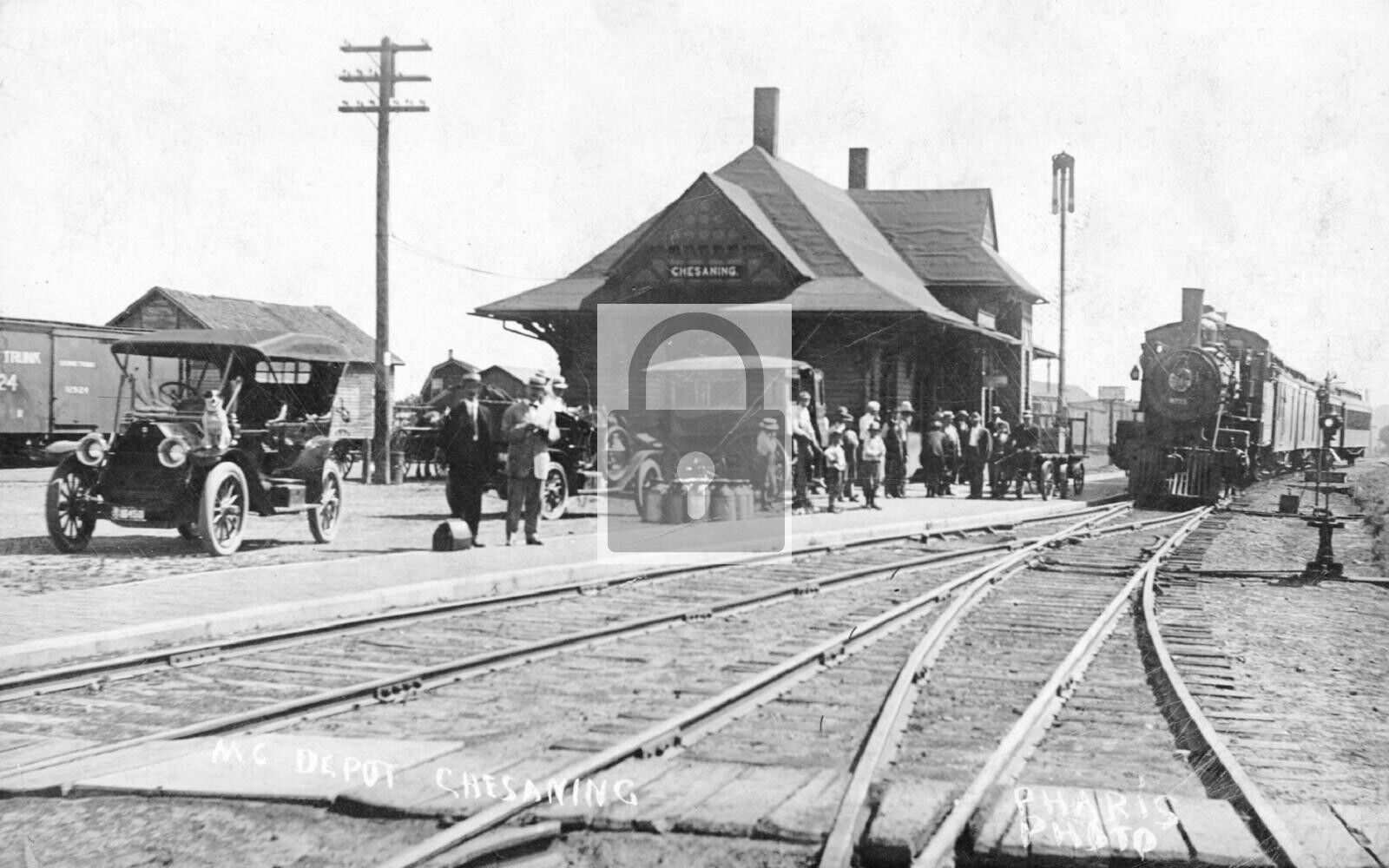 Railroad Train Station Depot Chesaning Michigan MI Reprint Postcard