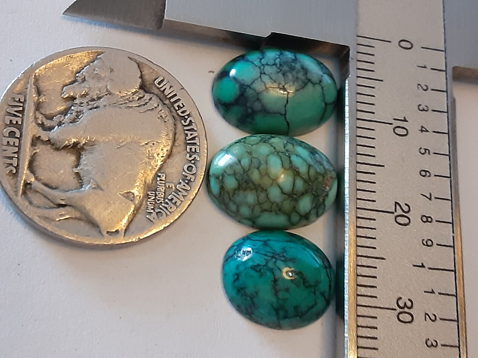  Turquoise 3 Gorgeous Cabochons (2) 10 x 14 mm  (1) 12 x 10 mm BEAUTIFUL