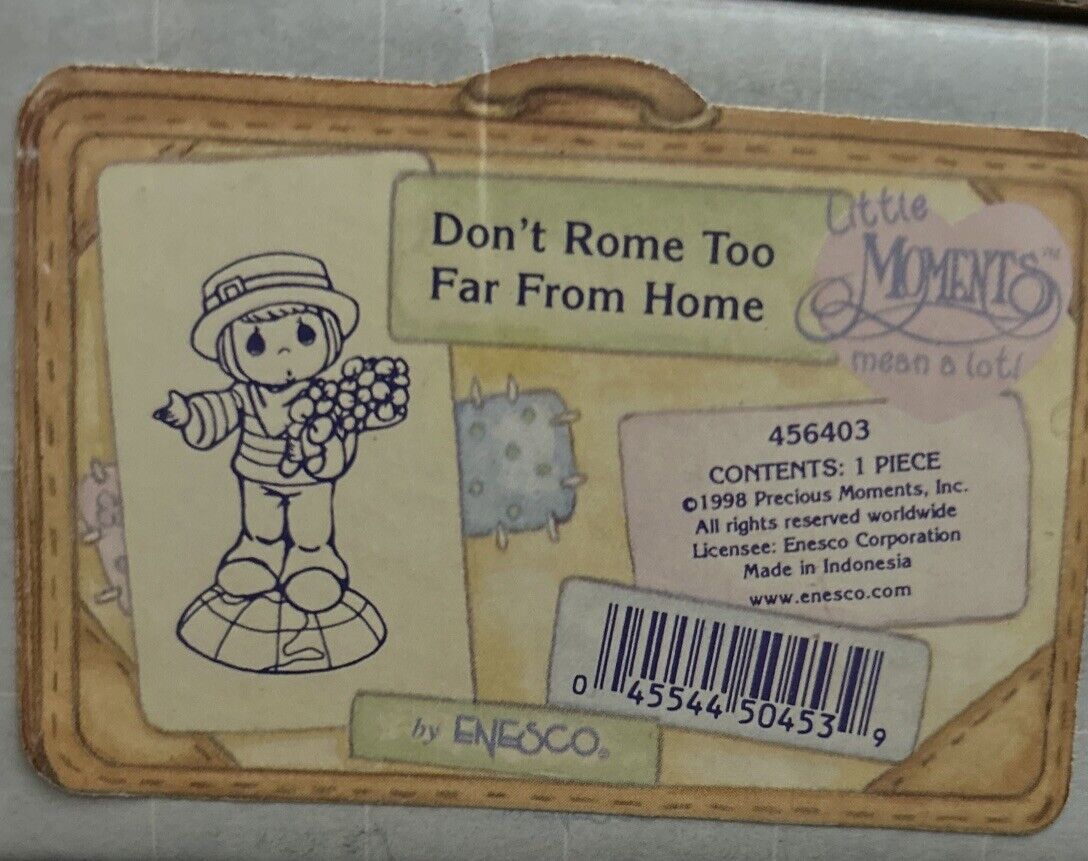 1998 Precious Moments DON\'T ROME TOO FAR FROM HOME Figurine w/ Box