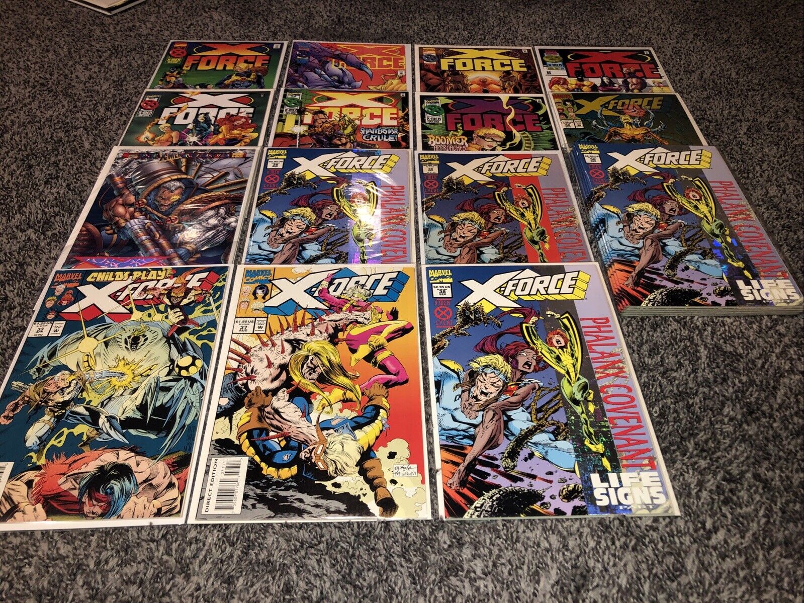 LOT 19 MARVEL COMICS  1990\'s X-FORCE ANNIVERSARY PHALANX COVENANT BOARDED BAGGED