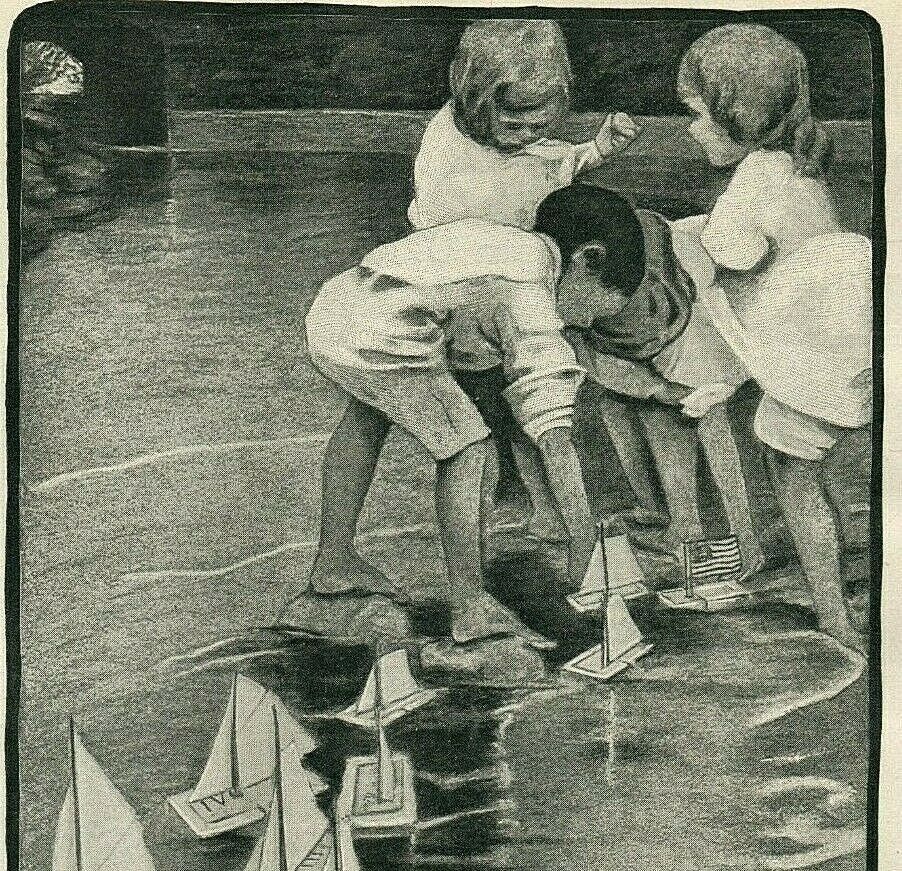 1902 Ivory Boys Girls Pond Sailboats Soap Bars Floating Original Print Ad 4807