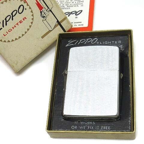 Zippo ZIPPO No.200 Brushed Finish Oil Lighter 1975 with Box Sparks Confirmed