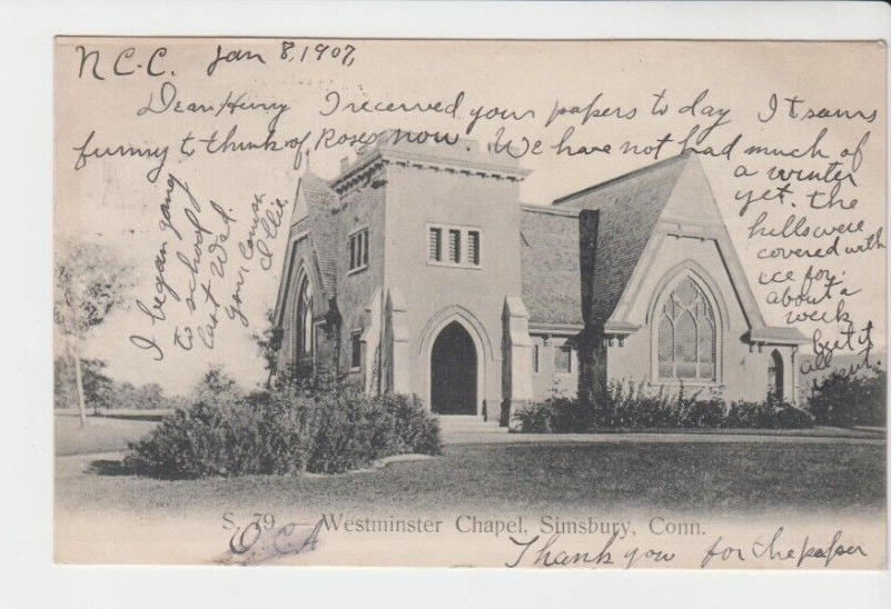Postcard CT Simsbury Connecticut RPPC Westminster Chapel HP Foote Photo 1907 G15