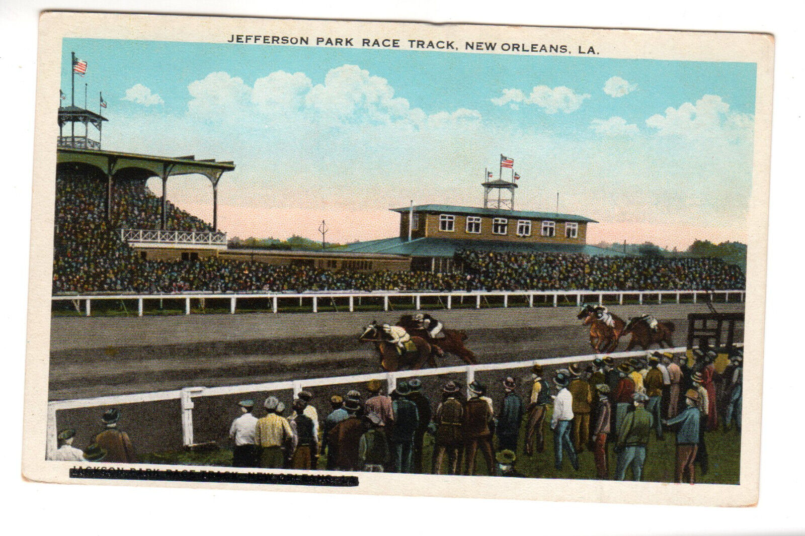 Postcard: Jefferson Park Race Track, New Orleans, LA (Louisiana) - misprint