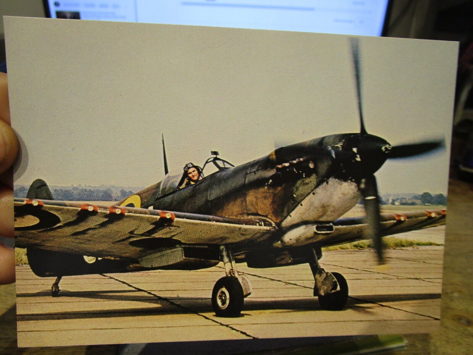 Old AIRPLANE PLANE Postcard Vickers Armstrong Supermarine Spitfire F IX Duxford