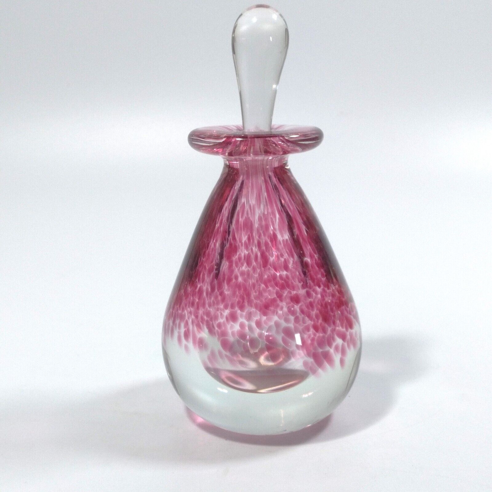 1998 Raymond D Mathews Jr Perfume Bottle Pink Confetti Art Glass w Dauber Signed