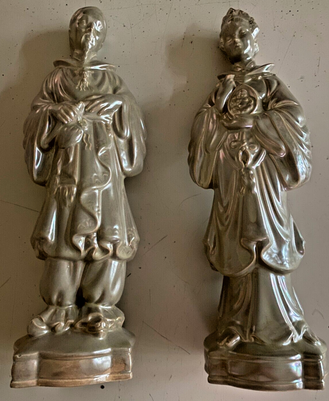 Vintage Pair Chinese Emperor Empress Asian Couple Statues 15\