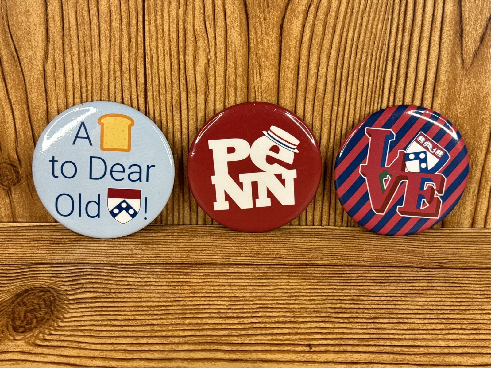 Vintage University Of Pennsylvania Pinback Pins Buttons Penn 3” Lot Of 3 